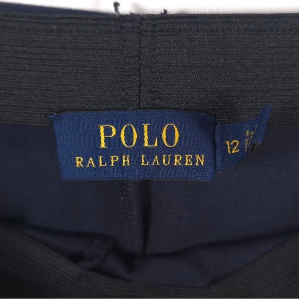 POLO RALPH LAUREN Navy Pull‎ On Dress Pants Ponte Elastic Waist Zip Hem Size 12 - Picture 3 of 12